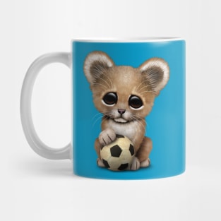 Lion Cub With Football Soccer Ball Mug